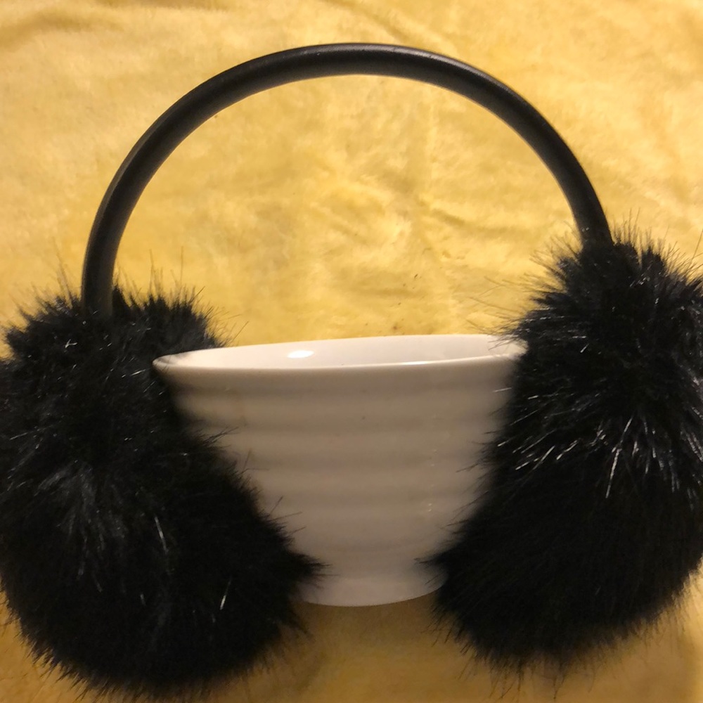 Black fuzzy earmuffs